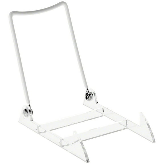 Gibson Holders 3PL Adjustable White Wire and Clear Acrylic Display Easel, 3.875" W x 5.375" D x 5.25" H, Pack of 2