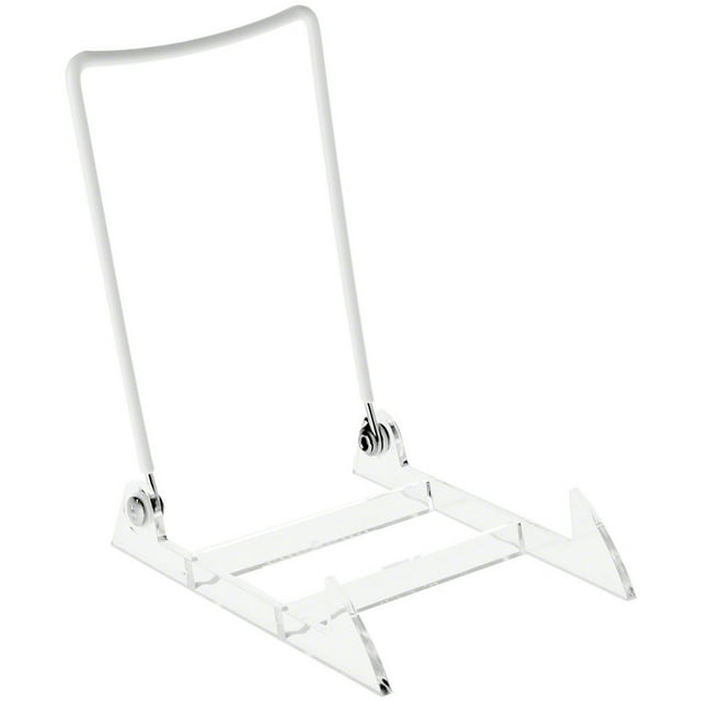 Gibson Holders 4PL Adjustable White Wire and Clear Acrylic Display Easel, 4" W x 5.5" D x 6" H, Pack of 2