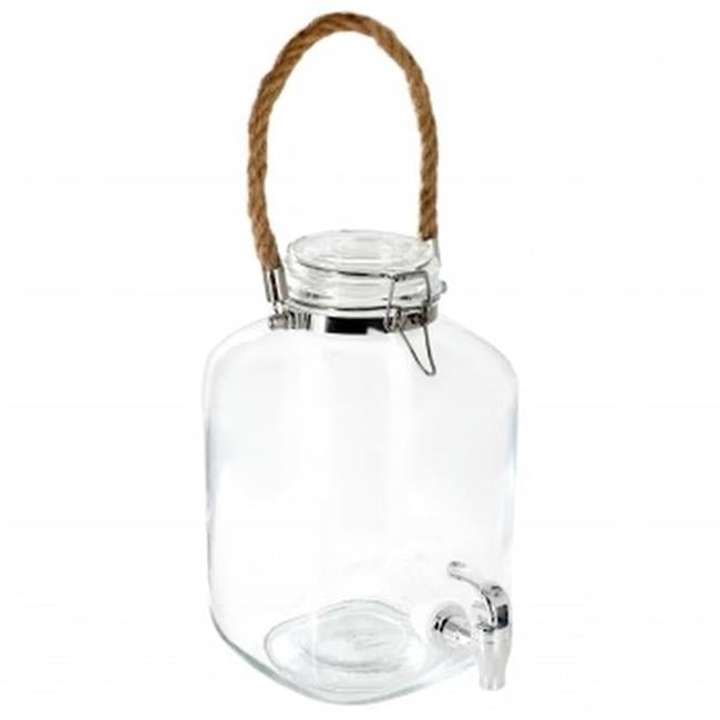 Ferris 1.3 Gallon Clear Glass Beverage Dispenser with Rope Handle