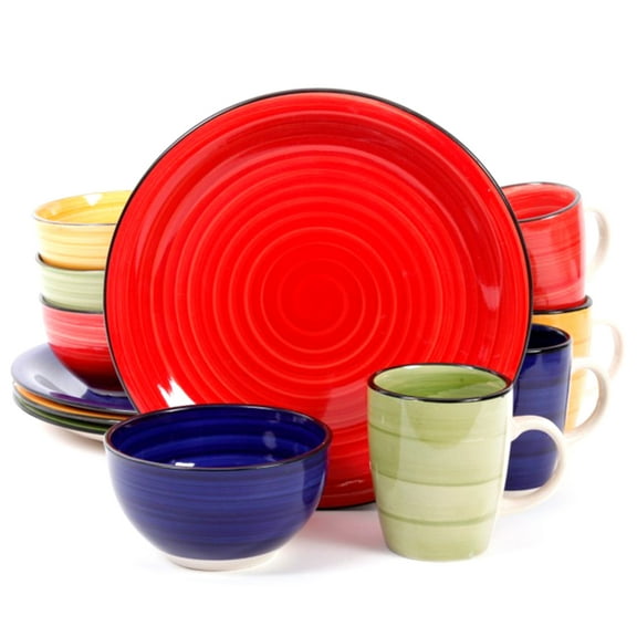 Gibson Home 12 Piece Color Vibes Handpainted Stoneware Dinnerware Set