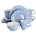 thumbnail image 1 of Gibson Home 126950.16 Quilted Eyelet Round Fine Ceramic Dinnerware Set, Blue - 16 Piece, 1 of 7