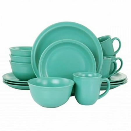 Gibson Home 12726416 16 Piece Siam Stoneware - Green - Dinnerware Set