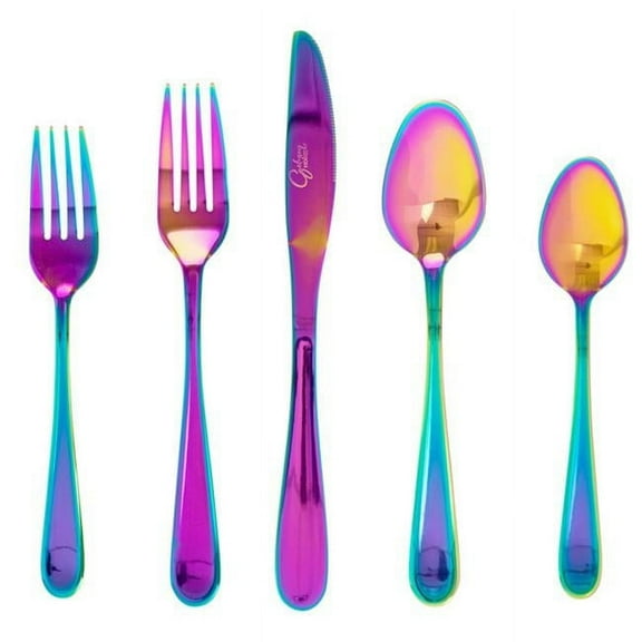 Gibson Home 137381.2 Home Stravidia Stainless Steel Flatware Set - Rainbow - 20 Piece