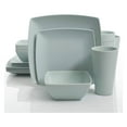 thumbnail image 1 of Gibson Home 16 Piece Square Melamine Dinnerware Set Plates, Bowls, & Cups, Mint, 1 of 6