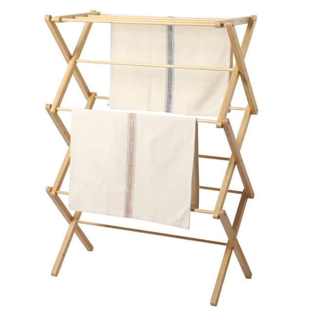 Gibson Home 2-Tier Foldable Bamboo Clothes Drying Rack for Indoor ...