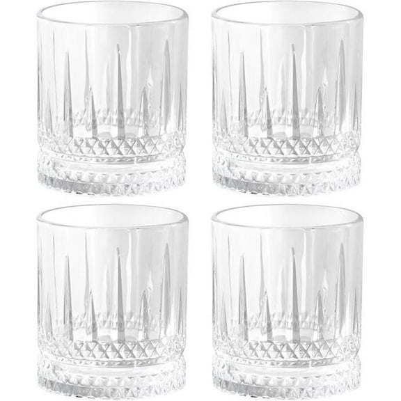Gibson Home 142171.04 13 oz Iceberg Embossed Double Old Fashioned Glass Set, Clear - 4 Piece