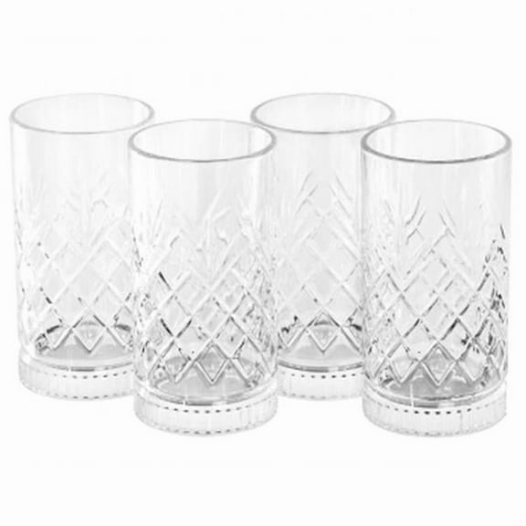 Gibson Home 142175.04 16 oz Diamond Embossed Glass Tumbler Set - 4 Piece
