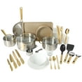 thumbnail image 1 of Gibson Home 55-Piece Cookware Set with Stainless Steel Pots & Pans, Cooking Pans, Nonstick Bakeware & Cooking Utensils Set, Gold Handles, 1 of 40
