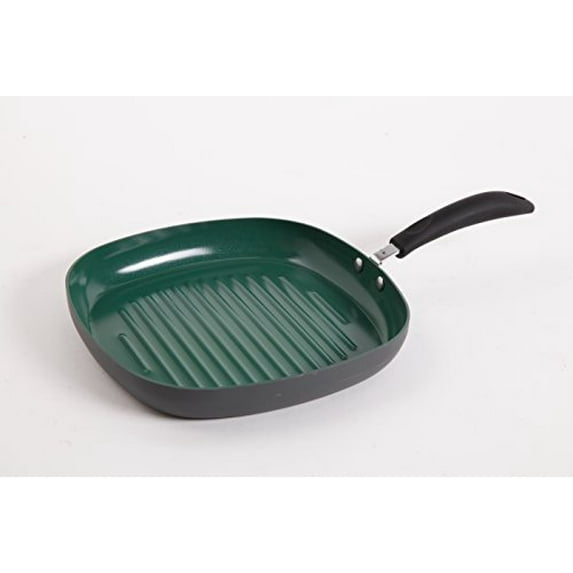 Gibson Home 62412.01 Hummington 11-Inch Ceramic Non-Stick Square Grill Pan, Green