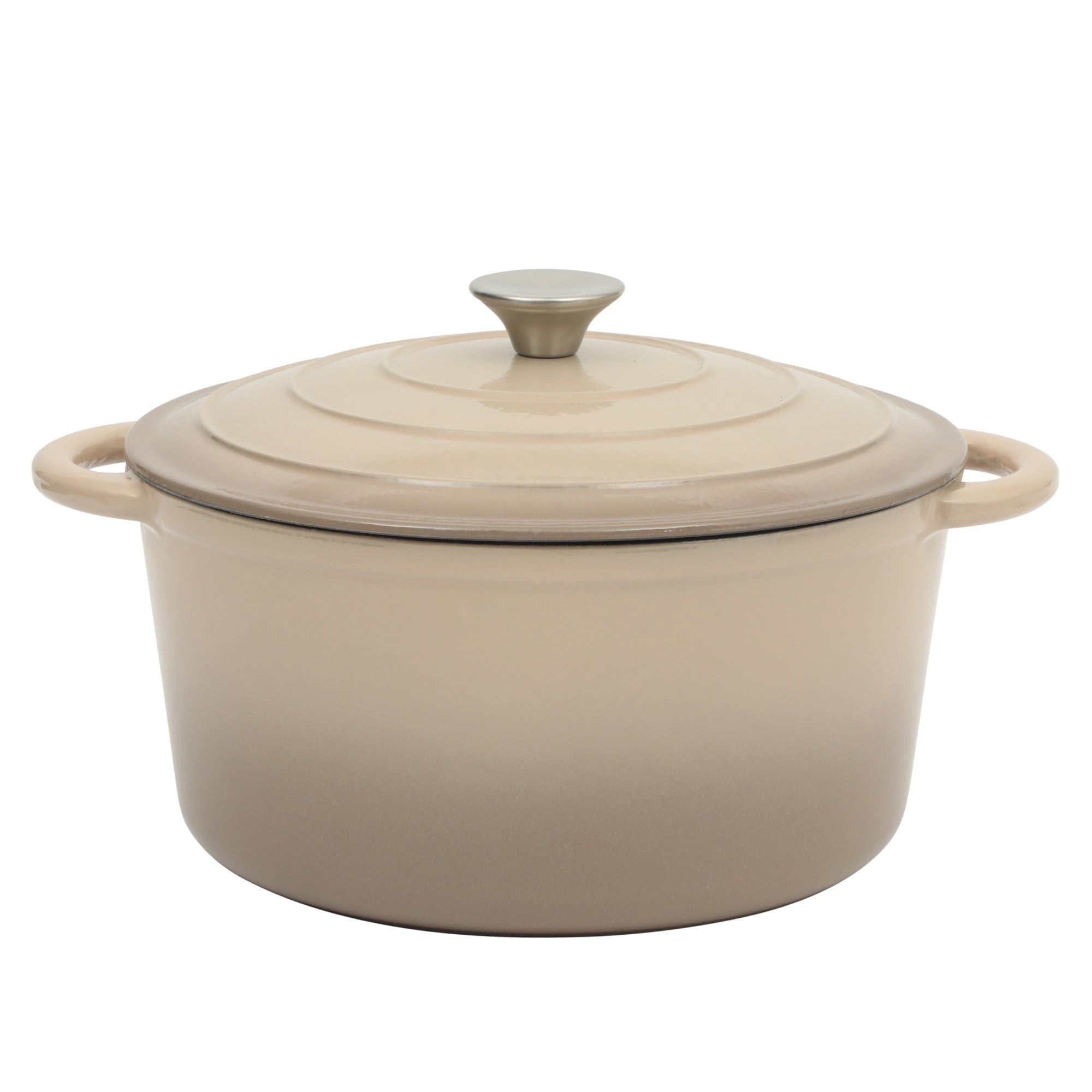 Gibson Home 7 Qt Enameled Cast Iron Dutch Oven Pot with Lid – Round, Oven Safe to 500°F, Ideal for Bread Baking & Stews - Gradient Taupe