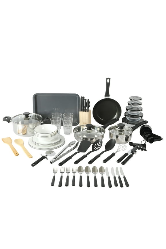 71-Piece Cookware Set with Stainless Steel & Nonstick Cooking Pots & Pans, Bakeware & Cooking Utensils, Full Kitchen & Dinnerware Set
