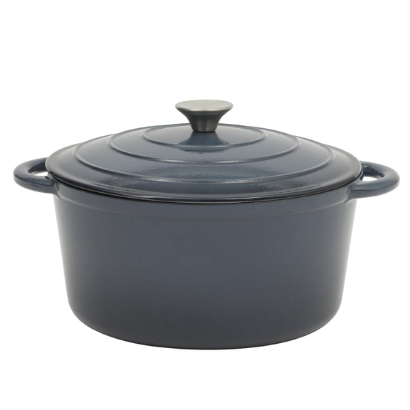 Gibson Home Addlestone 7 Qt Enameled Cast Iron Dutch Oven Pot with Lid - Round, Oven Safe to 500F, Ideal for Bread Baking & Stews - Gradient Navy Blue Y101