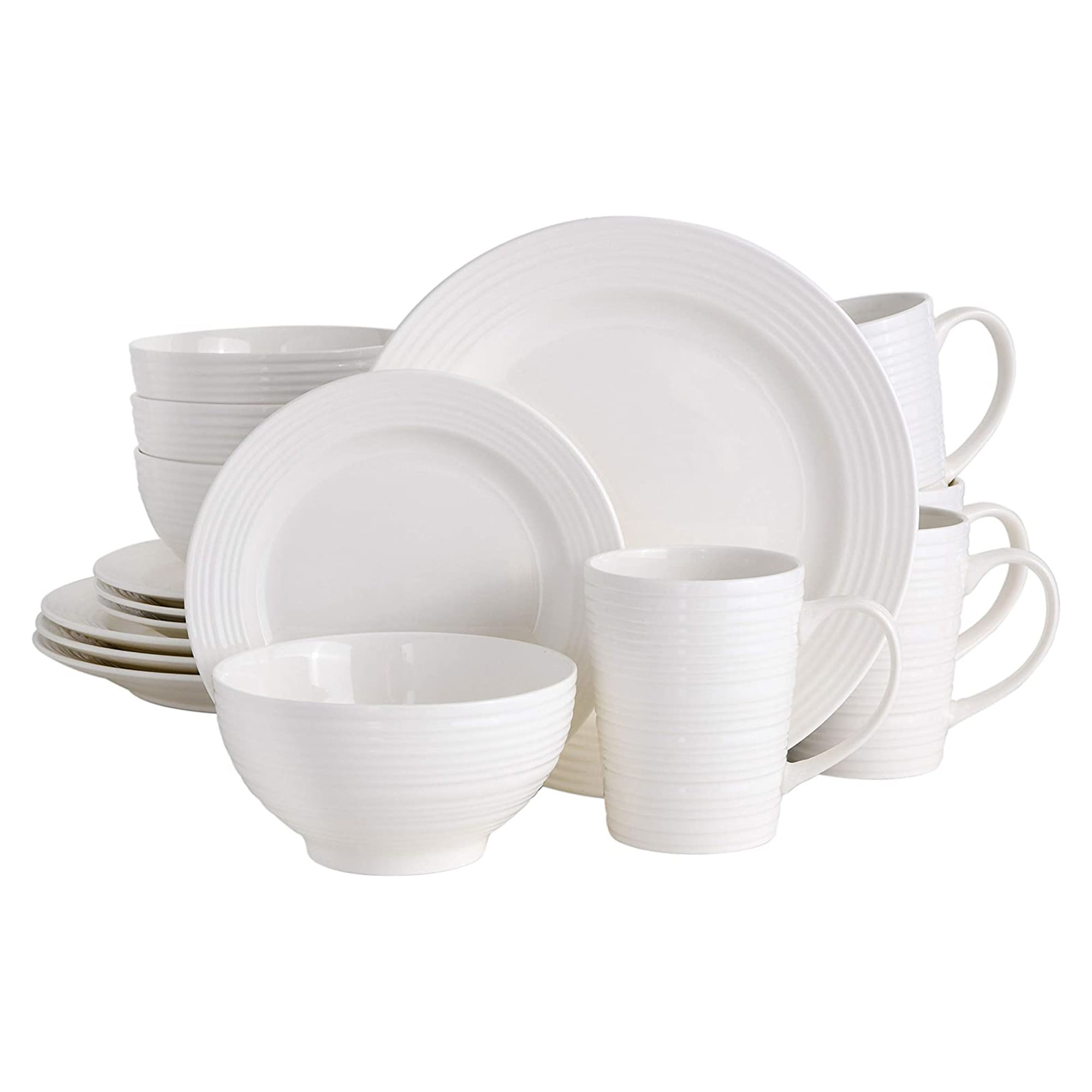 White Porcelain 16-Piece Dinnerware Set for 4
