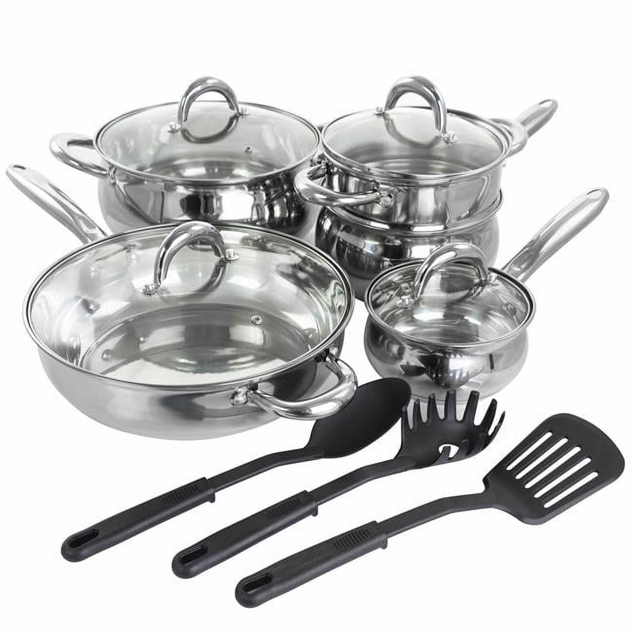 Gibson Home Cuisine Select Abruzzo 12-Piece Stainless Steel Nonstick Cookware  Set 98586655M - The Home Depot
