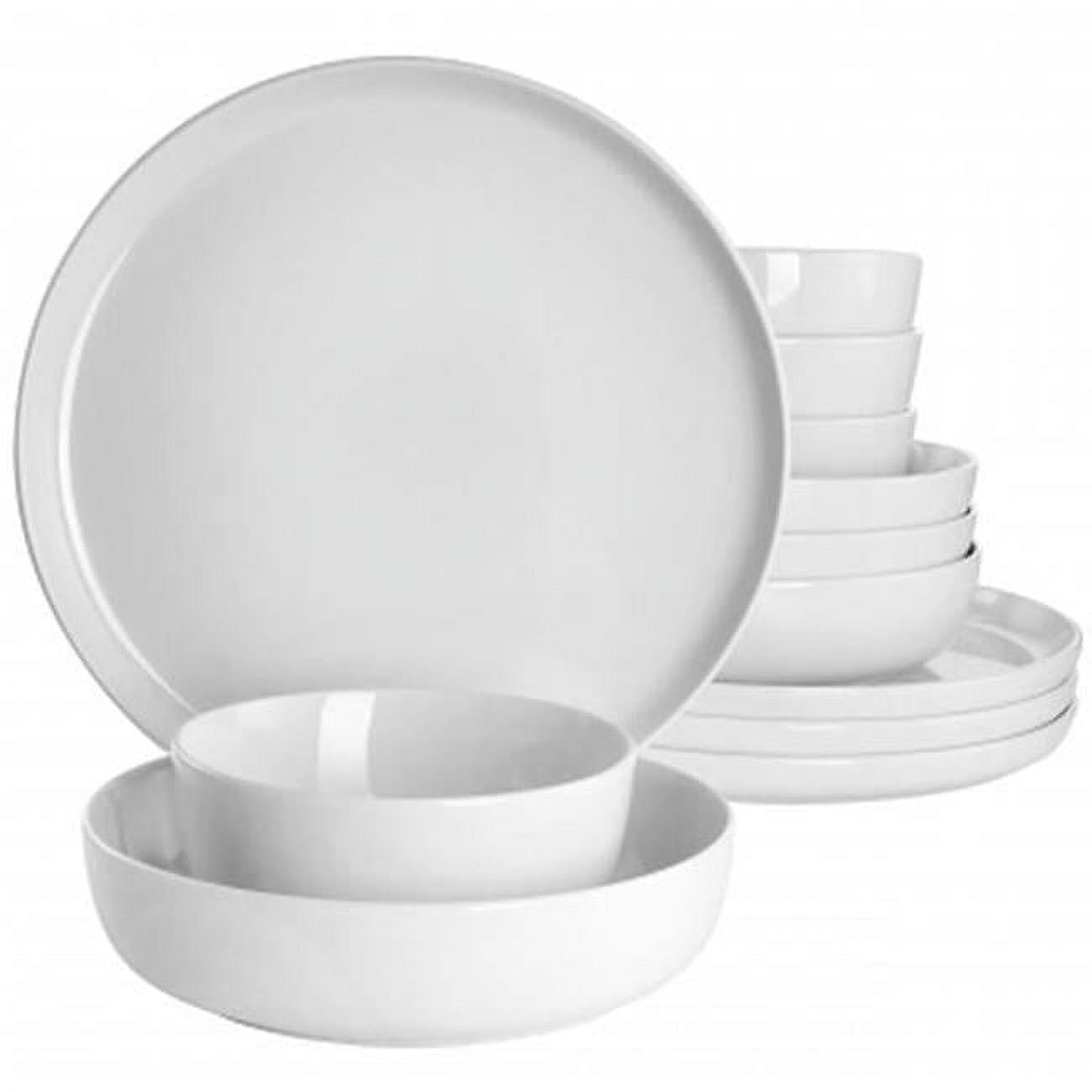 Avisala 12-Piece White Ceramic Dinnerware Set for Four