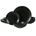 thumbnail image 1 of Gibson Home Bethel 12-Piece Matte Black Stoneware Dinnerware Set, 1 of 9