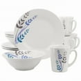 thumbnail image 1 of Gibson Home 142755.12 Blue Leaves Round Fine Ceramic Decorated Dinnerware Set, White - 12 Piece, 1 of 1