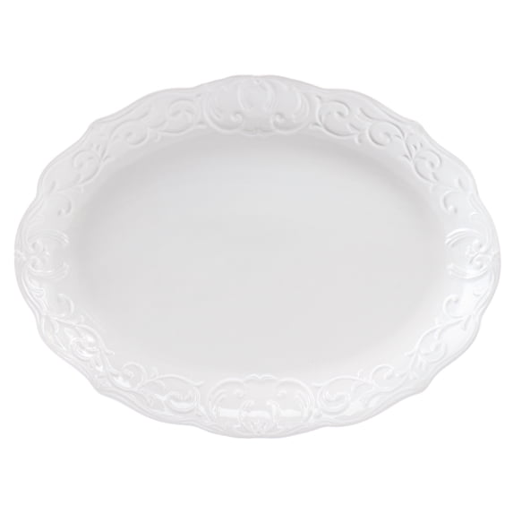 Gibson Home 136588.01 Home Bountiful Joy 18.75 x 14 in. Durastone Oval Platter - White