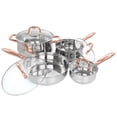 thumbnail image 1 of Gibson Home  Bransonville 8 Piece Stainless Steel Cookware Set in Chrome and Bronze, 1 of 5