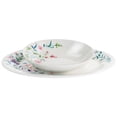 thumbnail image 1 of Gibson Home Butterfly Floral 2 Piece Fine Ceramic Platter and Dinner Bowl Set in White and Floral, 1 of 5