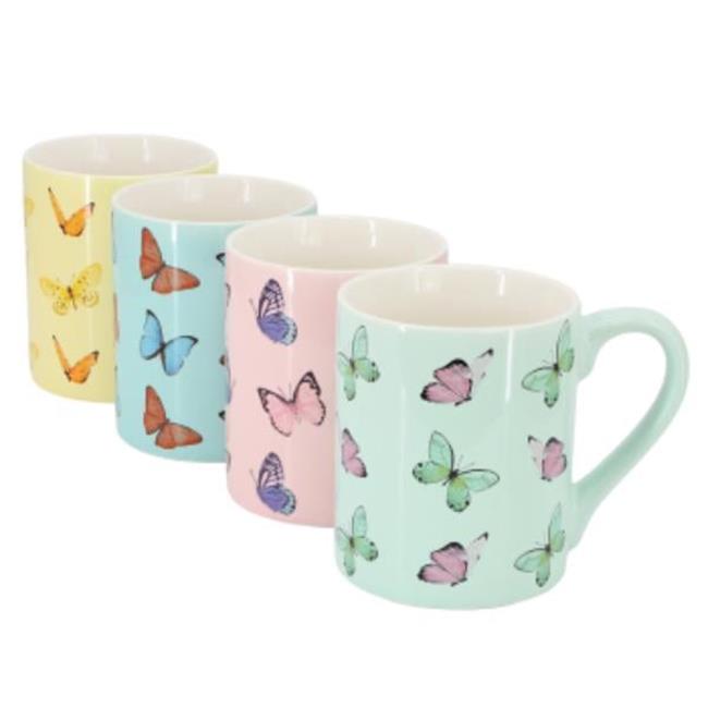 Gibson Home 148627.01 Butterfly Pop 18 oz Sto are Mug Set in Assorted Colors - 4 Piece