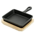 thumbnail image 1 of Gibson Home Campton 5.3 Inch Mini Square Cast Iron Frying Pan with Wooden Base, 1 of 2