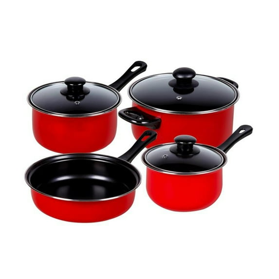 Gibson Home Chef Du Jour 7-Piece Cookware Set, True Red