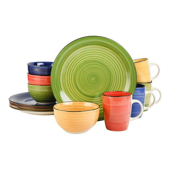 Gibson Home Color Vibes 12 Piece Dinnerware Set, Assorted Colors