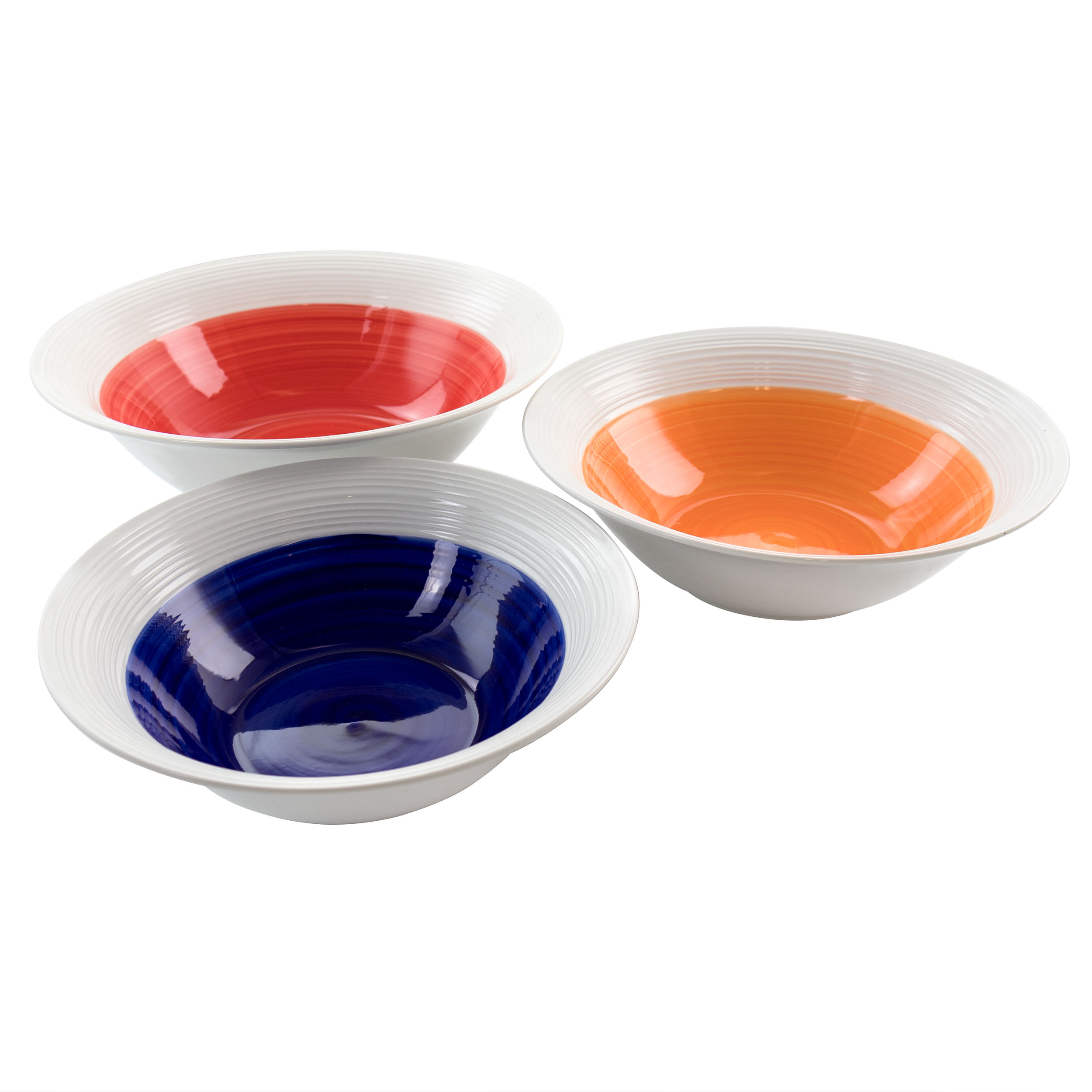 Gibson Home Colorstone 3 Piece Ceramic Round Bowl Set in Assorted