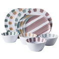 thumbnail image 1 of Gibson Home Cottage Stripes 12 Piece Unbreakable Melamine Plates and Bowls Dinnerware Set - Outdoor, Camping, & Everyday Use - Assorted Colors, 1 of 19