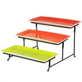 thumbnail image 1 of Gibson Home Crenshaw Hand Painted Stoneware 3-Tier Serving Set with Metal Rack in Multicolor, 1 of 5