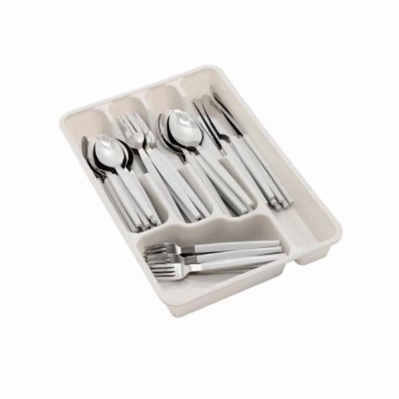 Gibson Home 143835.48 Edzelle Stainless Steel Flatware Set with Plastic Tray, Gray - 48 Piece