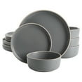 thumbnail image 1 of Gibson Home Everyday Essential Cool Gray Dinnerware Set, 12-Piece Set, 1 of 10