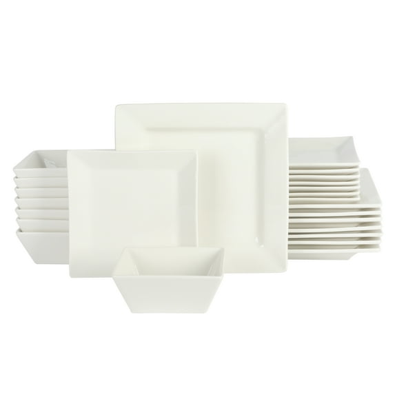 Gibson Home Everyday Hard Square 24 Piece Porcelain Dinnerware Set