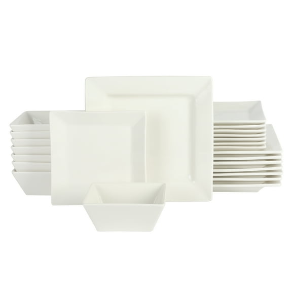 Gibson Home Everyday Hard Square 24 Piece Porcelain Dinnerware Set