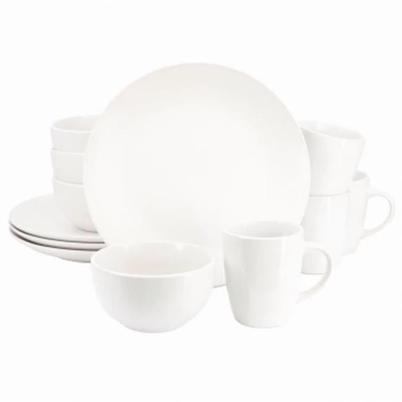 Gibson Home 142565.12 Everyday Plus Round Sto are Dinnerware Set, White - 12 Piece