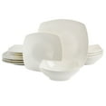 thumbnail interactive-video image 1 of Gibson Home Everyday Square White Stoneware Dinnerware Set, 12-Piece, 1 of 10