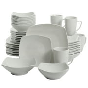 Gibson Home Everyday Square White Ceramic Expanded 40-Piece Dinnerware Set
