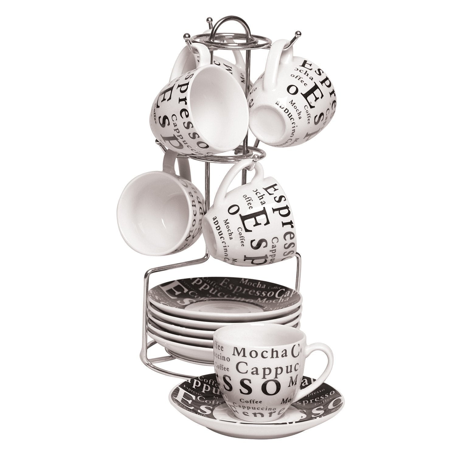 Gibson High-Quality 13-Piece Ceramic Espresso Cup Set with Stand