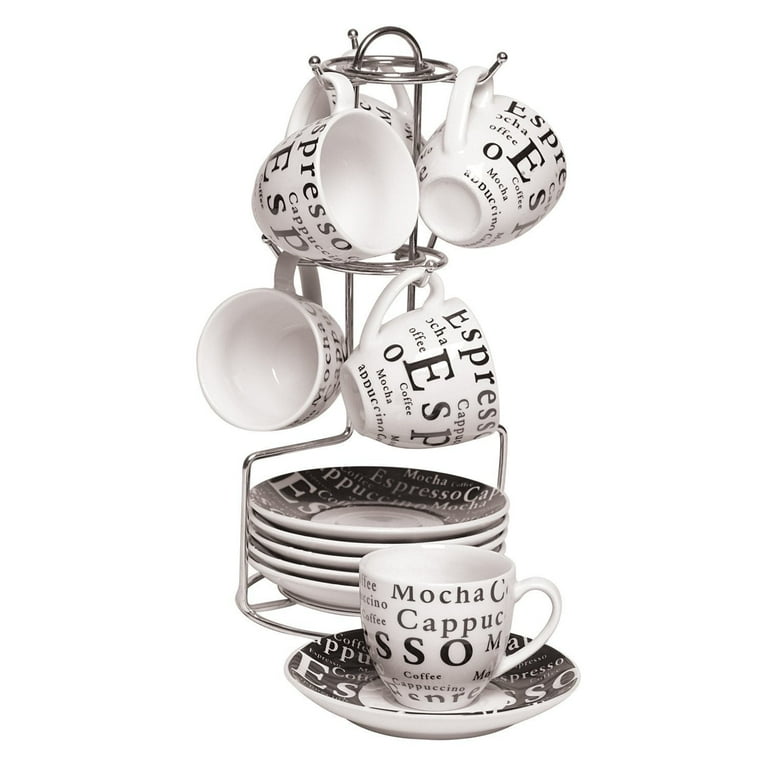 Gibson High-Quality 13-Piece Ceramic Espresso Cup Set with Stand