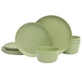 thumbnail image 1 of Gibson Home Fairhope 12 Piece Melamine Dinnerware Set - Matte Green, 1 of 16