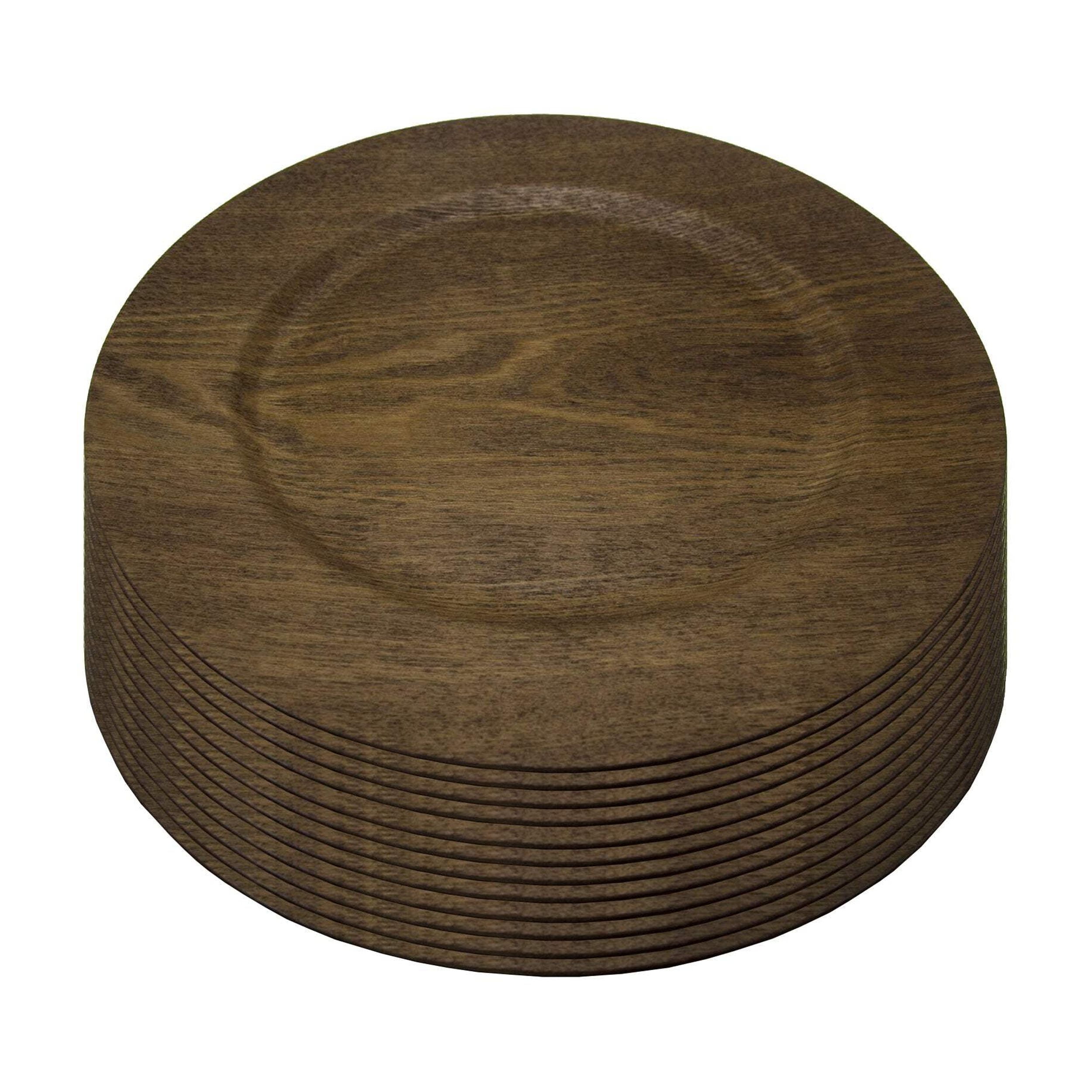 Feri 13" Brown Melamine Wood Finish Charger Plates