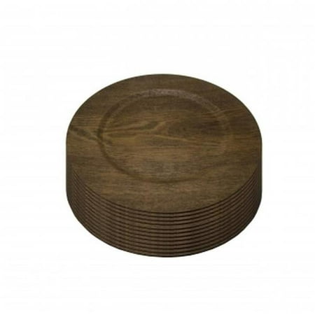 Gibson Home Feri 12 Piece 13 inch Plastic Wooden Skin Luxe Chargers in Brown