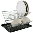 thumbnail image 1 of Gibson Home Fernsby 2 Tier 17 in. Folding Dish Rack Set in Black, 1 of 2