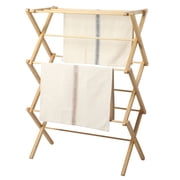 Gibson Home 2-Tier Foldable Bamboo Clothes Drying Rack for Indoor & Outdoor Use, Collapsible Space-Saving Laundry Stand for Towels & Blankets