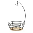 thumbnail image 1 of Gibson Home Fruit Basket Bowl with Banana Hanger – Black Metal Wire & Rubberwood Base – Countertop Produce Stand for Apples, Bananas, Oranges – Kitchen Storage Organizer, 1 of 9
