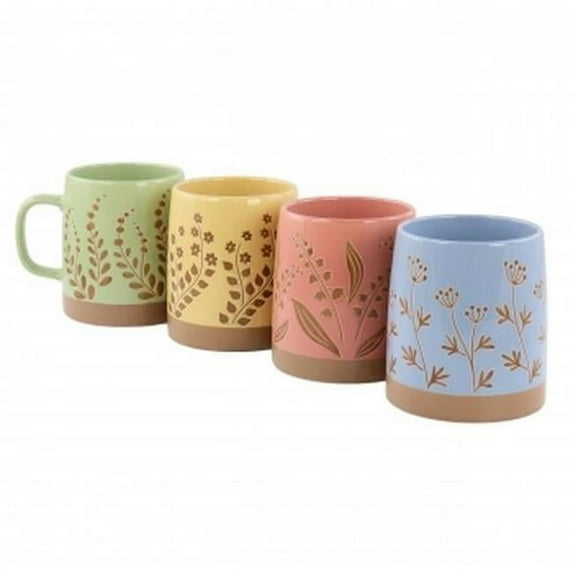 Gibson 138965.01 18 oz Home Garcelle Round Sto are Mug Set, Assorted Design Color - 4 Piece