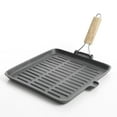 thumbnail image 1 of Gibson Home General Store Addlestone Preseasoned Grill Pan, with Foldable Wood Handle, Cast Iron, 11-inches Square, 1 of 6