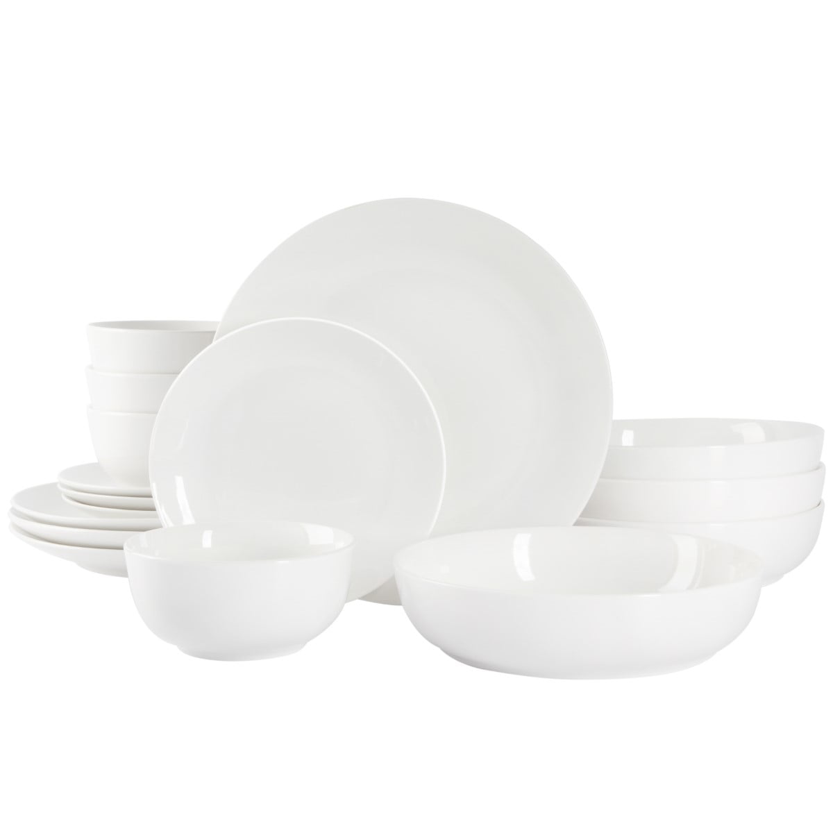 16-Piece White Porcelain Square Dinnerware Set