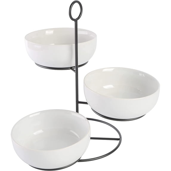 Gibson Home Gracious Dining 3-Tier Tidbit Bowl W/ Metal Stand